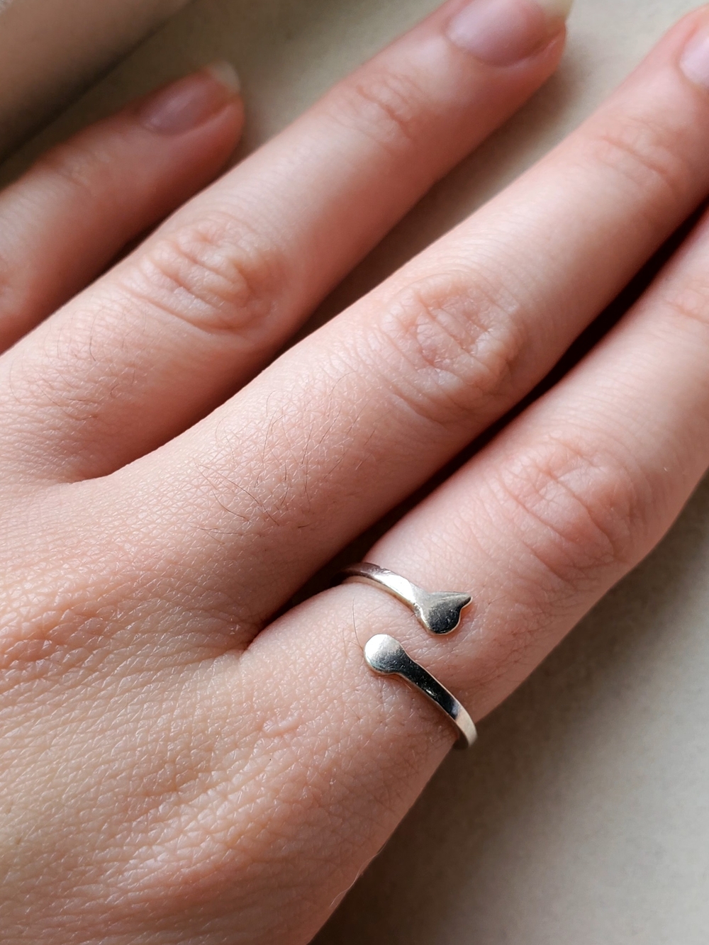 Sterling Silver Semicolon Adjustable Ring | Minimalist Open Band โข 1.34g
